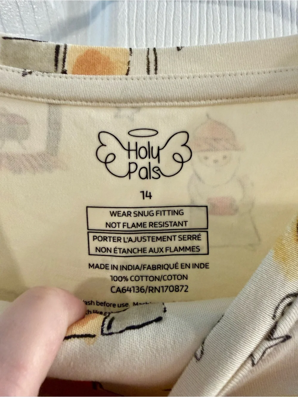 Holy Pals Kids' Cream Nativity Print Pajama Set Size 14
